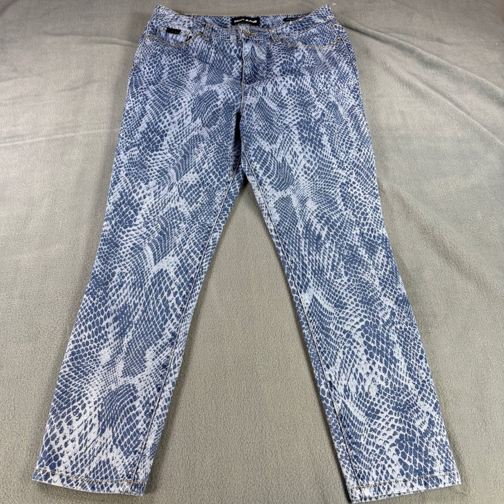 DKNY Jeans Delancey High Rise Skinny Blue Snakeskin Print Denim Pants Size 30/10